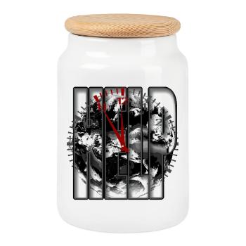 Time Planet Clock 5 to 12 - Cookie Jar with Wooden Lid - white - Front