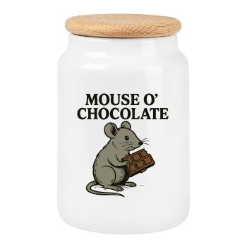 Souris o’Chocolat Jeu de mots Souris Chocolat - Boîte à biscuits avec couvercle en bois - blanc - Devant