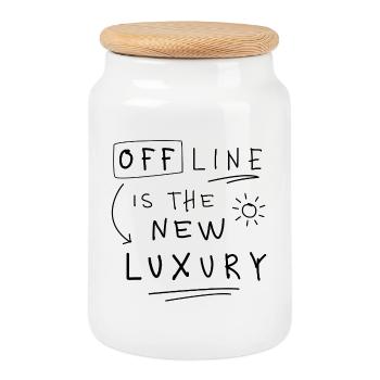 Offline Is The New Luxury Minimal Spruch - Keksdose mit Holzdeckel - Weiß - Vorne