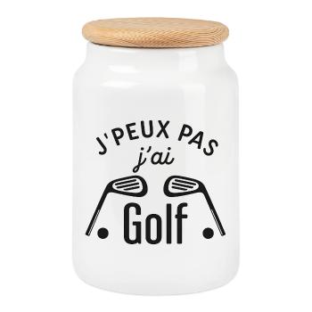 J'peux pas j'ai Golf - Boîte à biscuits avec couvercle en bois - blanc - Devant