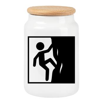 Sport symbolique d’escalade - Boîte à biscuits avec couvercle en bois - blanc - Devant