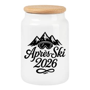 Après-ski 2026 - Boîte à biscuits avec couvercle en bois - blanc - Devant