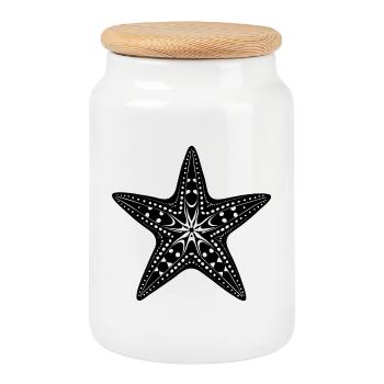 Étoile de mer - Boîte à biscuits avec couvercle en bois - blanc - Devant