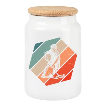 Klares Floorball Motiv für jeden Tag - Keksdose mit Holzdeckel - Weiß - Vorne