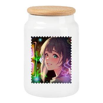 Héroïne du rêve néon magique - Boîte à biscuits avec couvercle en bois - blanc - Devant