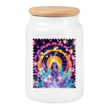 Mandala Meditation Aura - Keksdose mit Holzdeckel - Weiß - Vorne