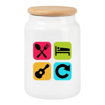 Mange Dors Guitare Répète Citation drôle Musique - Boîte à biscuits avec couvercle en bois - blanc - Devant
