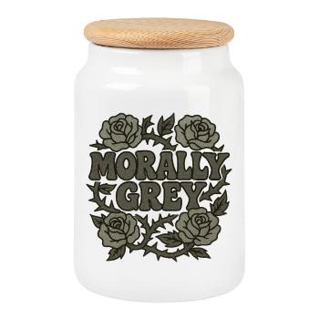 Moralisch Grey Roses Grunge - Keksdose mit Holzdeckel - Weiß - Vorne