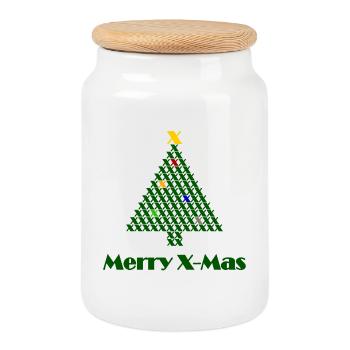 Merry X-Mas! - Keksdose mit Holzdeckel - Weiß - Vorne
