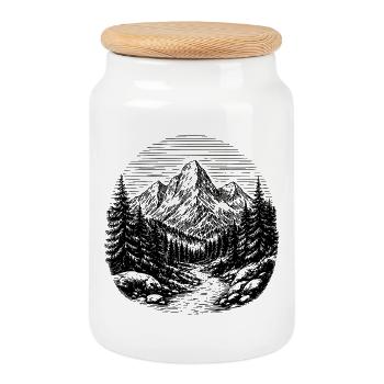 Path through the forest - Cookie Jar with Wooden Lid - white - Front