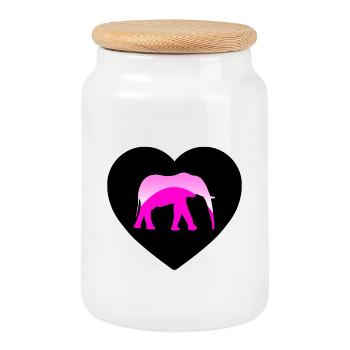 Éléphant - Boîte à biscuits avec couvercle en bois - blanc - Devant