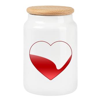 Love - Cookie Jar with Wooden Lid - white - Front