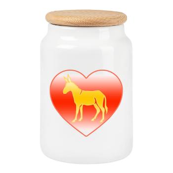 donkey - Cookie Jar with Wooden Lid - white - Front