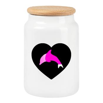 Dolphin - Cookie Jar with Wooden Lid - white - Front