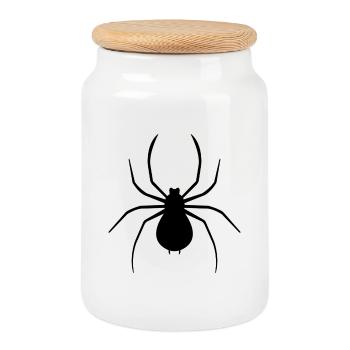 spider - Cookie Jar with Wooden Lid - white - Front