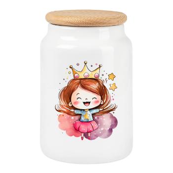 Queen of the Starry World - Cookie Jar with Wooden Lid - white - Front
