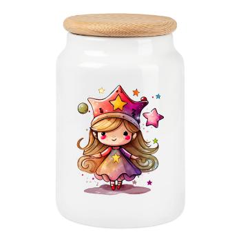 Casquette de rêve de Star Girl - Boîte à biscuits avec couvercle en bois - blanc - Devant