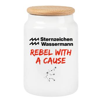 Sternzeichen Wassermann, Rebel with a Cause Geburt - Keksdose mit Holzdeckel - Weiß - Vorne