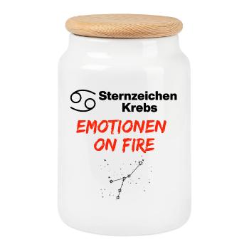 Sternzeichen Krebs – Emotionen on Fire, Geburtstag - Keksdose mit Holzdeckel - Weiß - Vorne