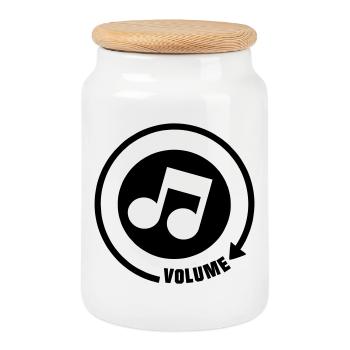 Volume_knop music tone - Cookie Jar with Wooden Lid - white - Front