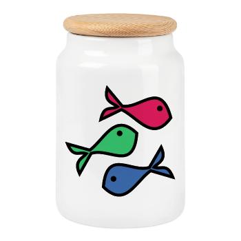 POISSON. MEMOIRE. SARDINE. POISSON D'AVRIL. MER - Boîte à biscuits avec couvercle en bois - blanc - Devant