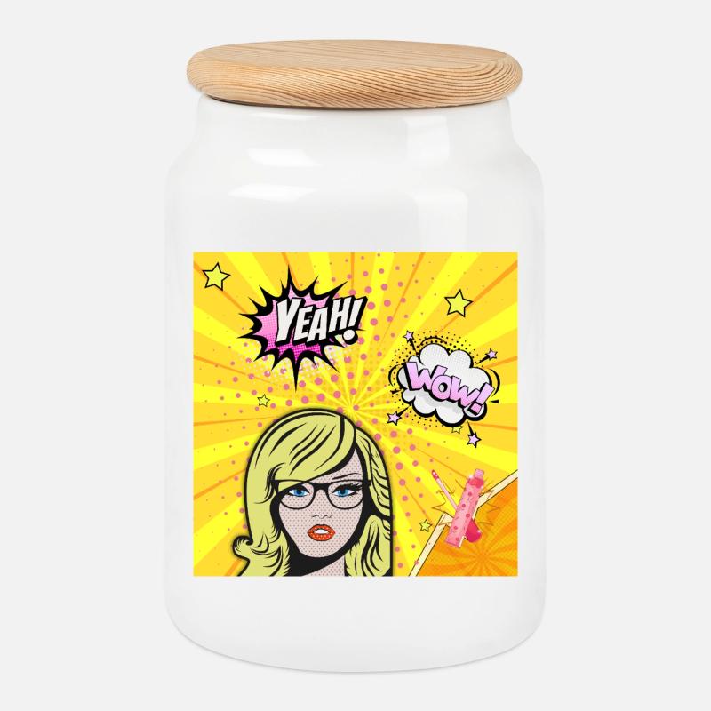 Pop-Art-Wow - Keksdose mit Holzdeckel - Weiß