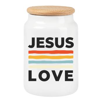 Jésus, avec amour Christliche Nächstenliebe - Boîte à biscuits avec couvercle en bois - blanc - Devant
