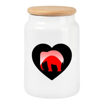 Elephant - Cookie Jar with Wooden Lid - white - Front