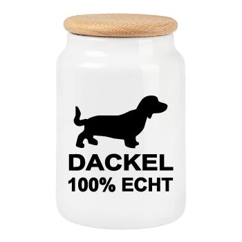 Teckel - Boîte à biscuits avec couvercle en bois - blanc - Devant
