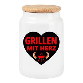 Grillen - Keksdose mit Holzdeckel - Weiß - Vorne