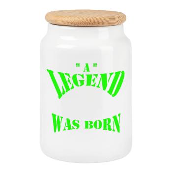 A Legend Was Born (1986) - Cookie Jar with Wooden Lid - white - Front