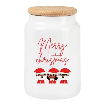 Frohe Weihnachten - Keksdose mit Holzdeckel - Weiß - Vorne