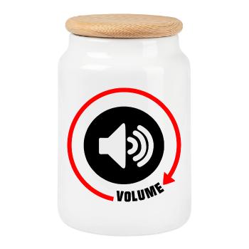 Bouton de volume du haut-parleur - Boîte à biscuits avec couvercle en bois - blanc - Devant