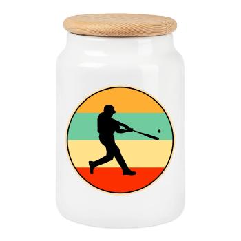Retro Baseball Silhouette Vintage Sunset Sports - Keksdose mit Holzdeckel - Weiß - Vorne