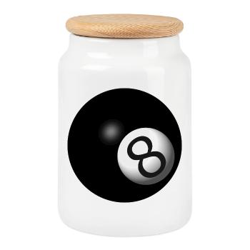 Billiard ball - Cookie Jar with Wooden Lid - white - Front