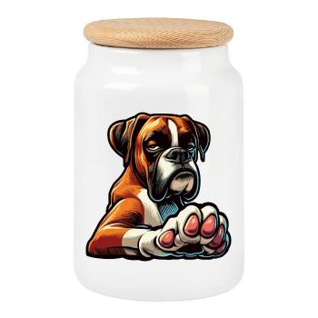 Boxer Boxer Porte-boxeurs Boxer Chien Boxer Propriétaire de boxer Fan boxer - Boîte à biscuits avec couvercle en bois - blanc - Devant