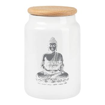 Bouddha du Fleuve du Flux Citation Tee - Boîte à biscuits avec couvercle en bois - blanc - Devant