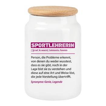 Physical Education Teacher Definition Funny Teacher Gift - Cookie Jar with Wooden Lid - white - Front