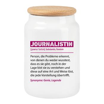 Définition du journaliste Drôle de profession Déclaration de travail - Boîte à biscuits avec couvercle en bois - blanc - Devant