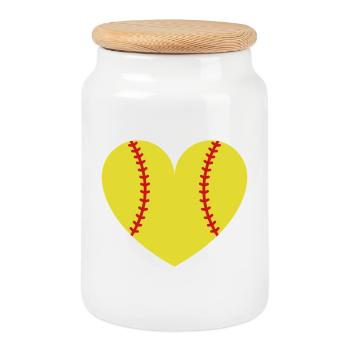Softballherz - Keksdose mit Holzdeckel - Weiß - Vorne
