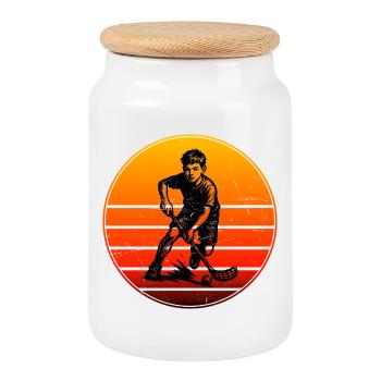 Coole Floorball Inspiration - Keksdose mit Holzdeckel - Weiß - Vorne