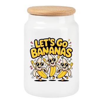Let's go Bananas – lustiges T-Shirt - Keksdose mit Holzdeckel - Weiß - Vorne
