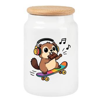 et la marmotte mange le chocolat - Boîte à biscuits avec couvercle en bois - blanc - Devant