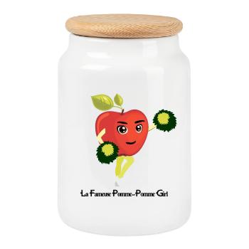 THE FAMOUS CHEERLEADER! (apple) - Cookie Jar with Wooden Lid - white - Front