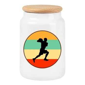 Retro Basketball Silhouette Vintage Sunset Player - Cookie Jar with Wooden Lid - white - Front