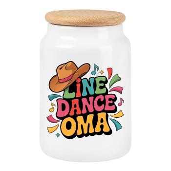 Line Dance Oma - Keksdose mit Holzdeckel - Weiß - Vorne