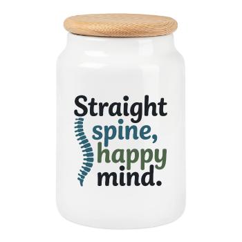 Chiropractor Straight Spine Happy Mind Profession - Boîte à biscuits avec couvercle en bois - blanc - Devant