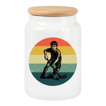 Floorball perfect for every floorball - Cookie Jar with Wooden Lid - white - Front