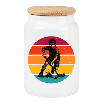 Floorball Fans aufgepasst schlichtes Statement - Keksdose mit Holzdeckel - Weiß - Vorne