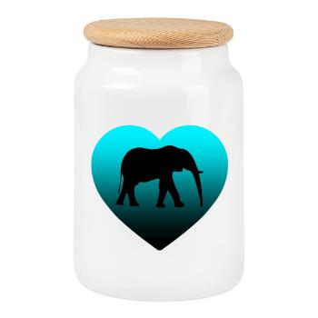 Elefant - Keksdose mit Holzdeckel - Weiß - Vorne